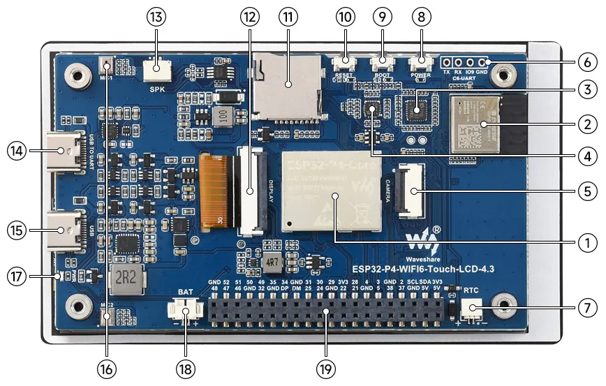 ESP32-P4-WIFI6-Touch-LCD-4.3 Hardware Description