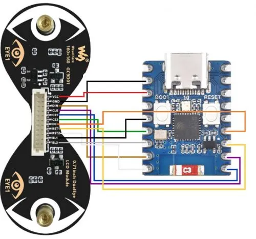 0.71inch DualEye LCD Module to ESP32-C3-Zero Wiring