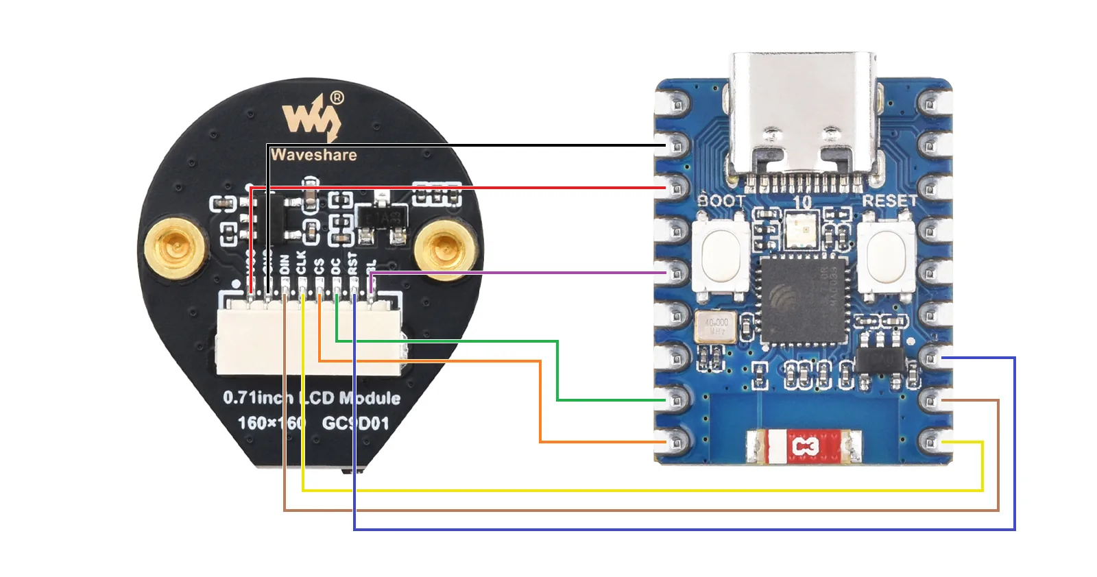 0.71inch LCD Module to ESP32-C3-Zero Wiring
