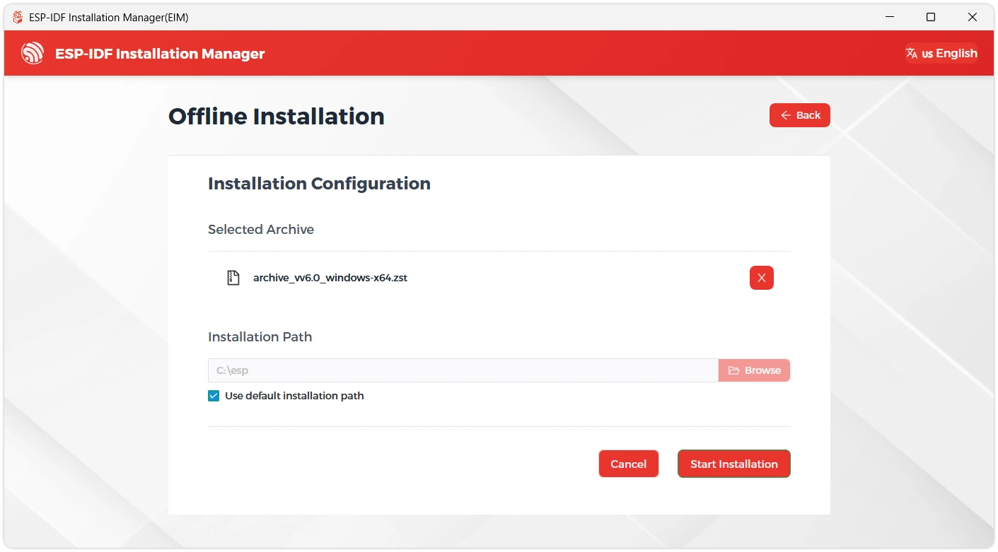 Selecting installation path