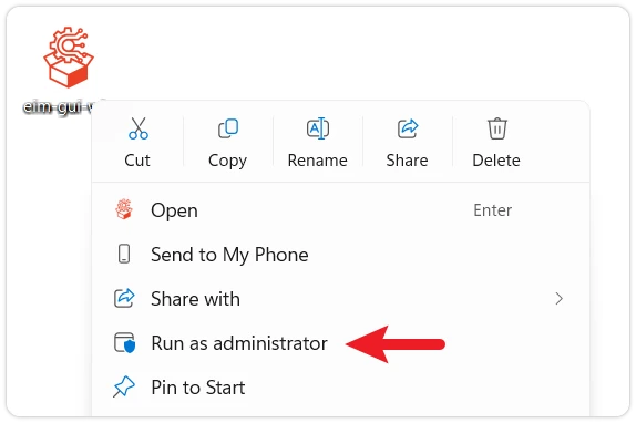 Re-run EIM with administrator privileges