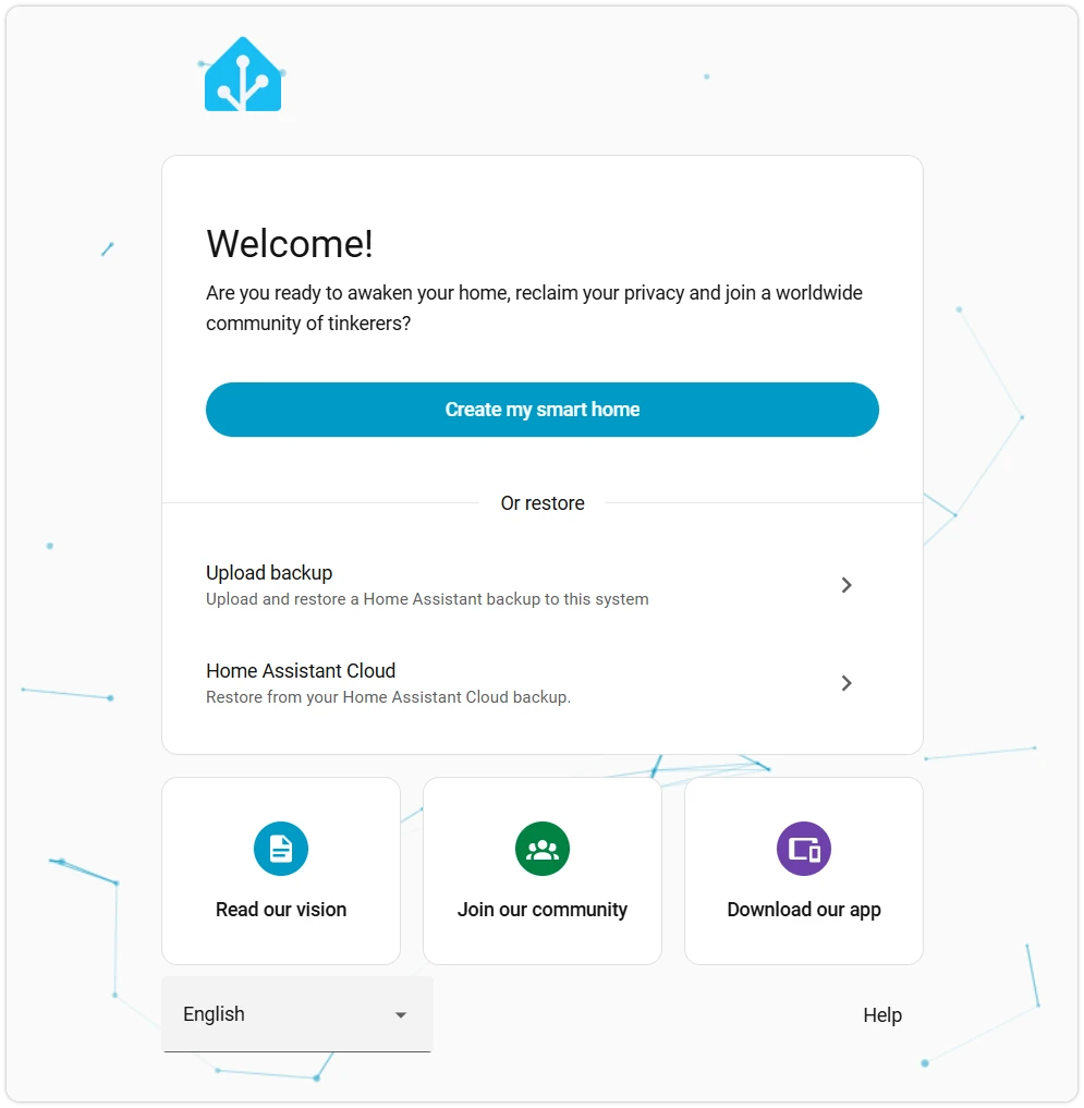 Home Assistant Welcome Page