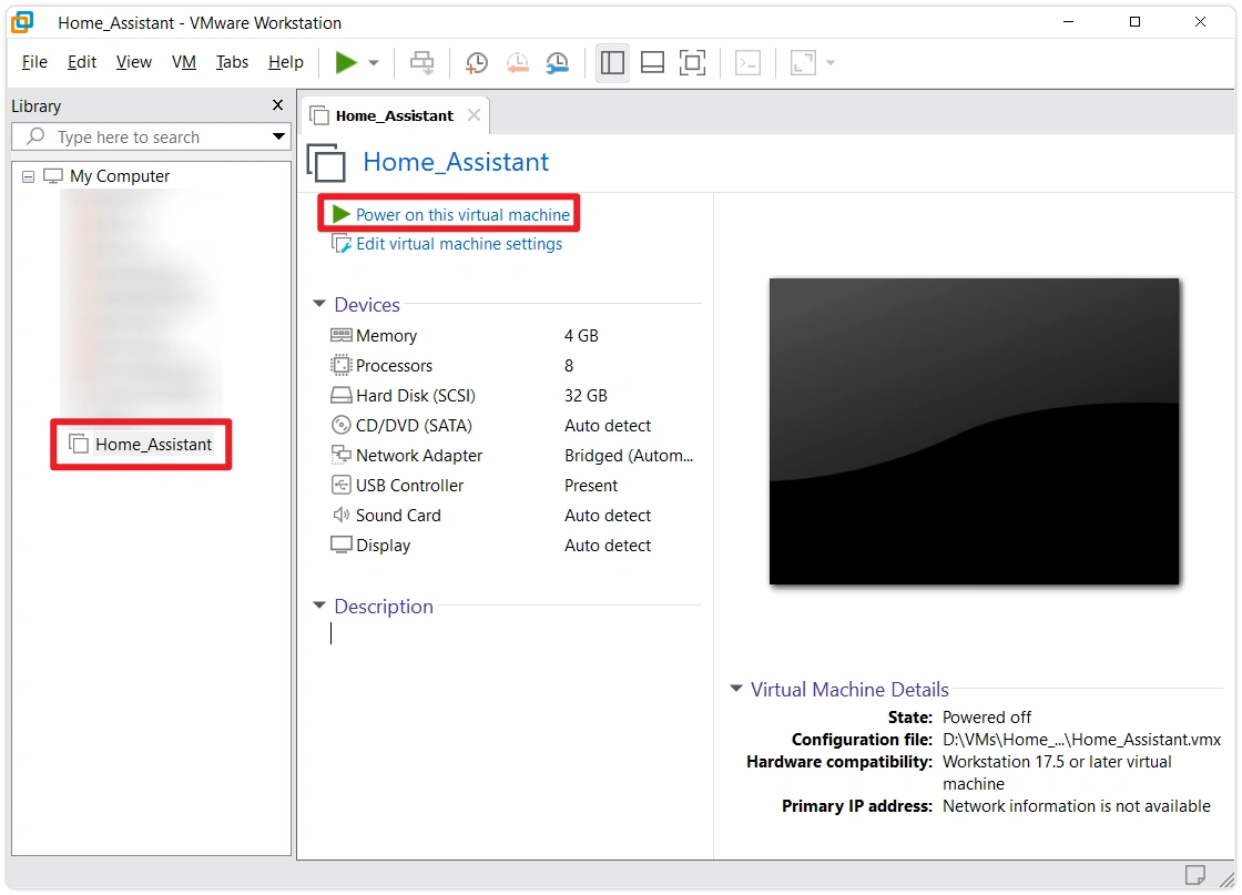 Start Virtual Machine