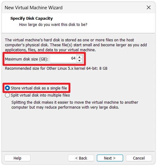 Set Virtual Disk Size
