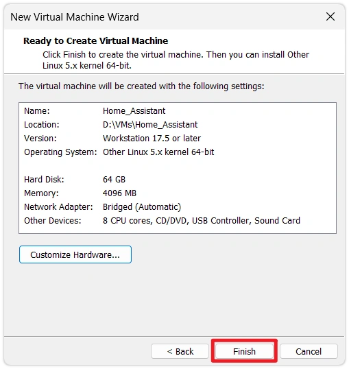 VM Summary Page