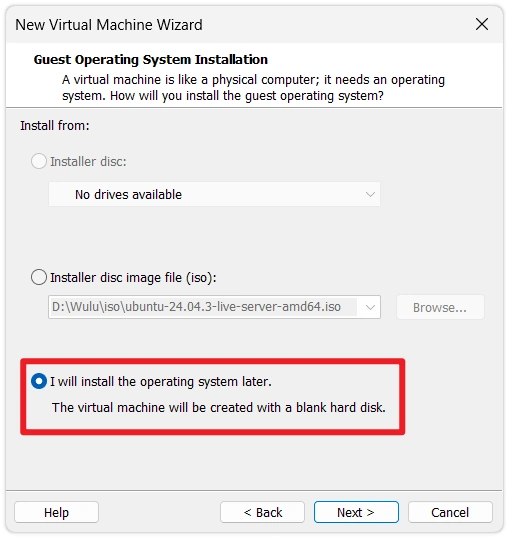 Install OS Later