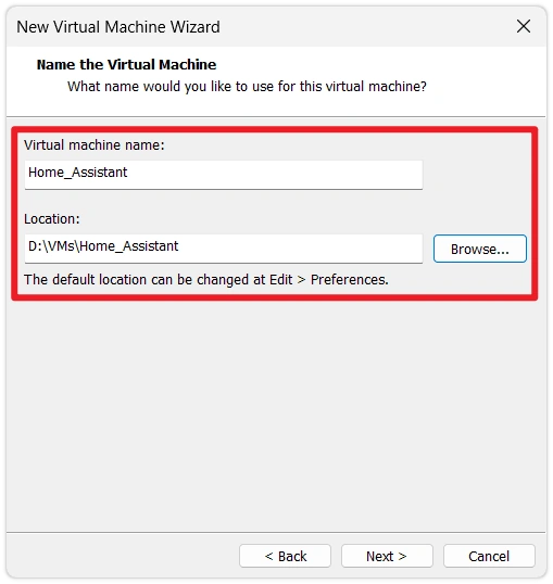 Set VM Name and Path
