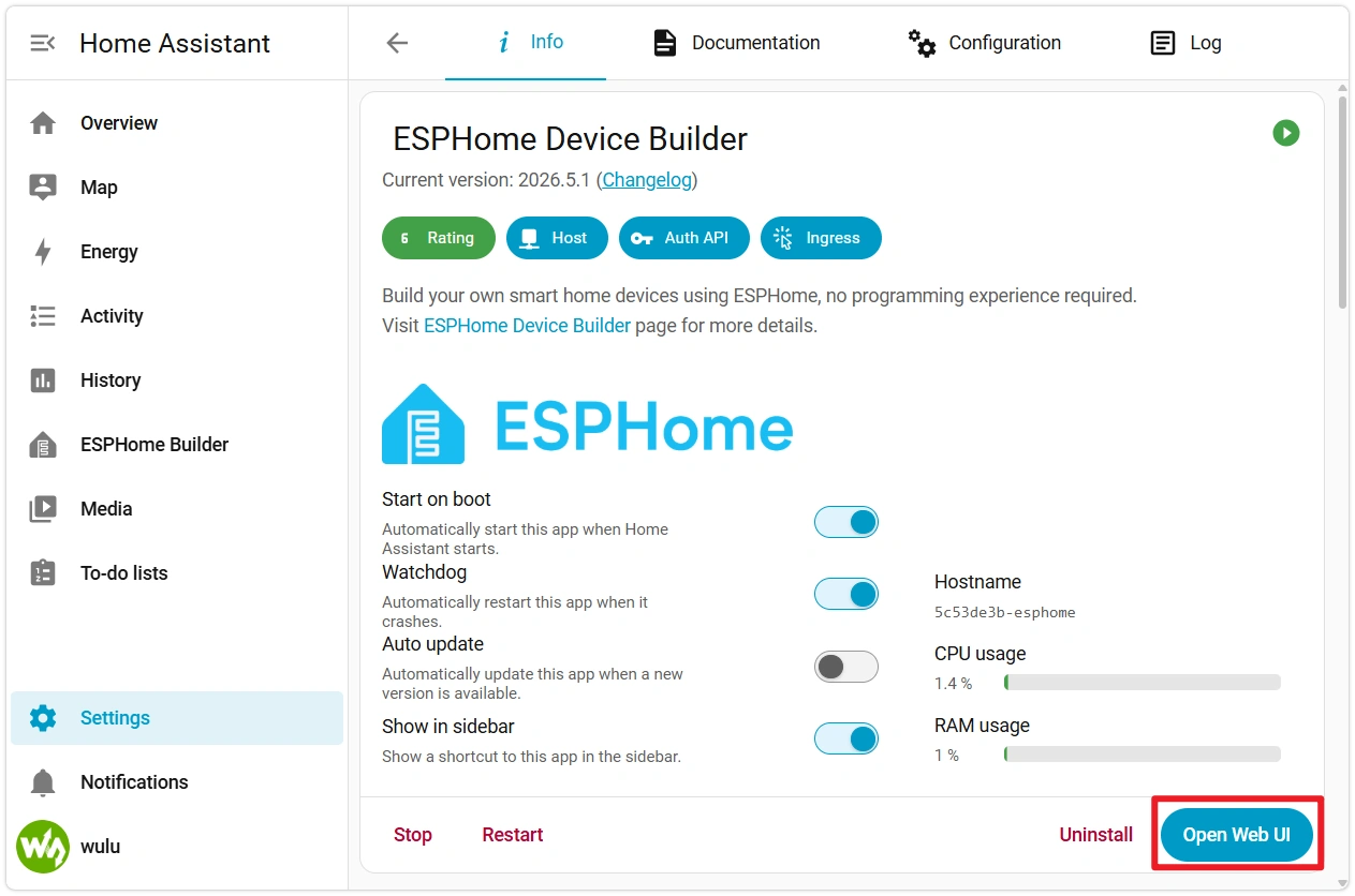 ESPHome App Started