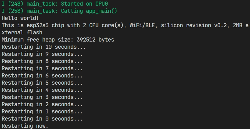 Hello World Example Output