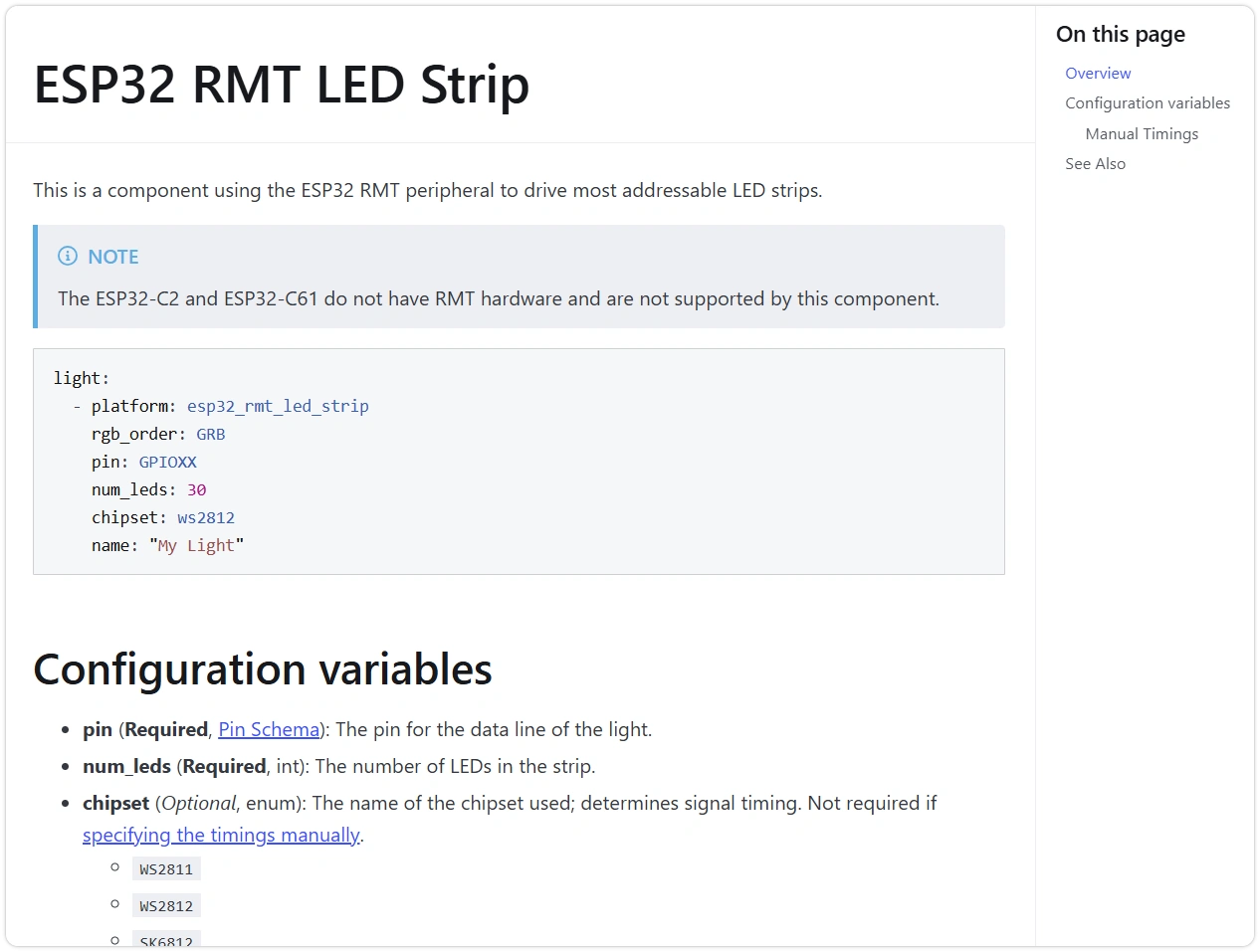 ESPHome Component Page Structure