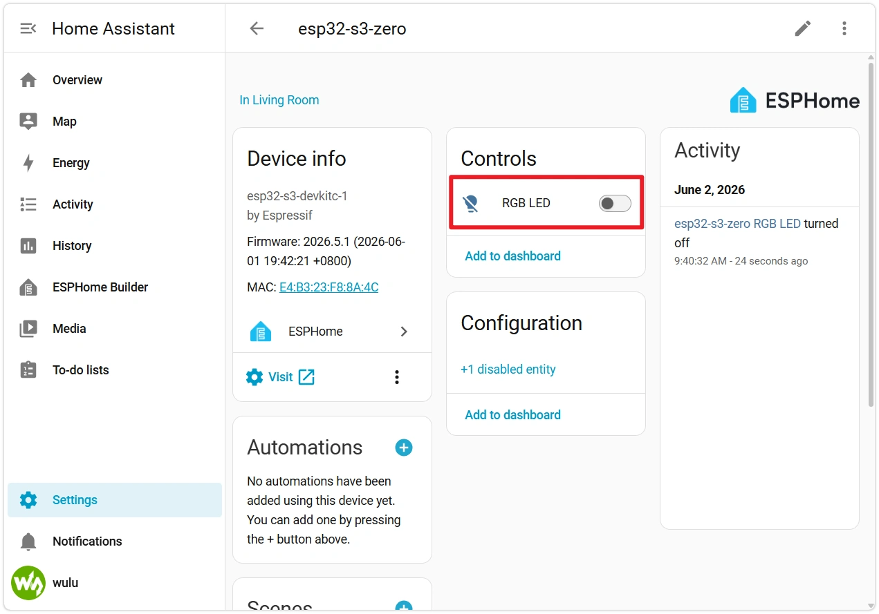 Device Page in HA