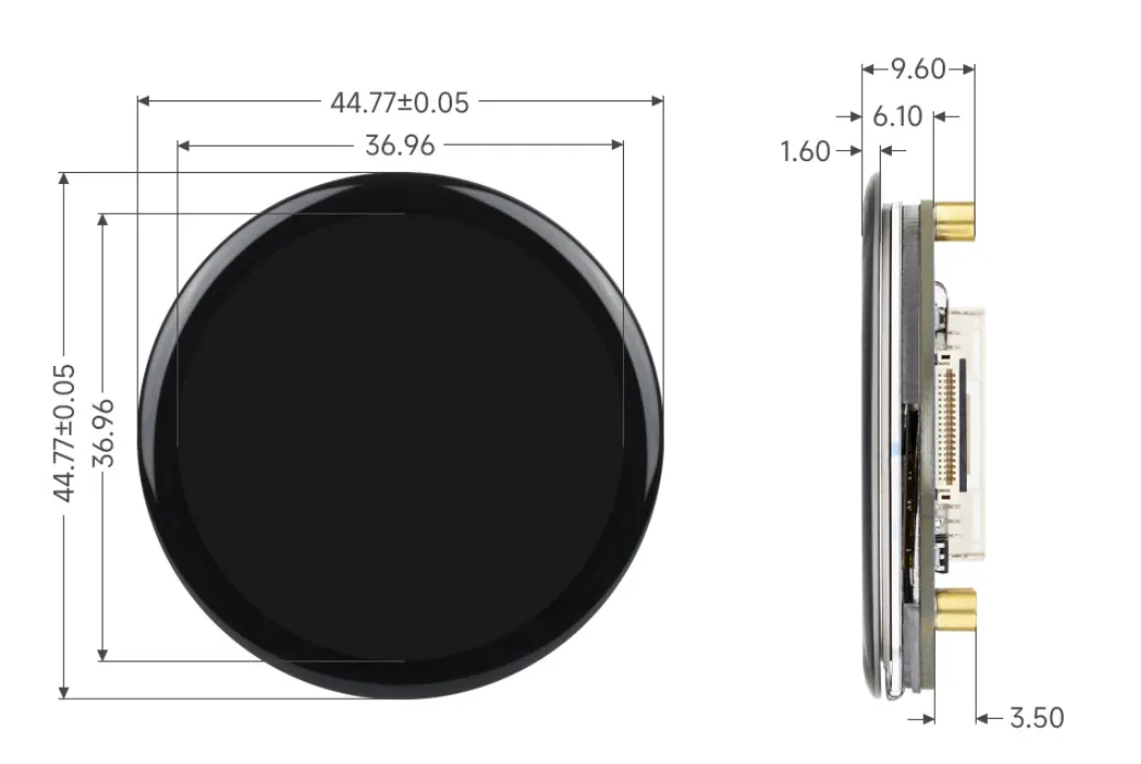 1.46inch Touch LCD Module Product Dimensions 1
