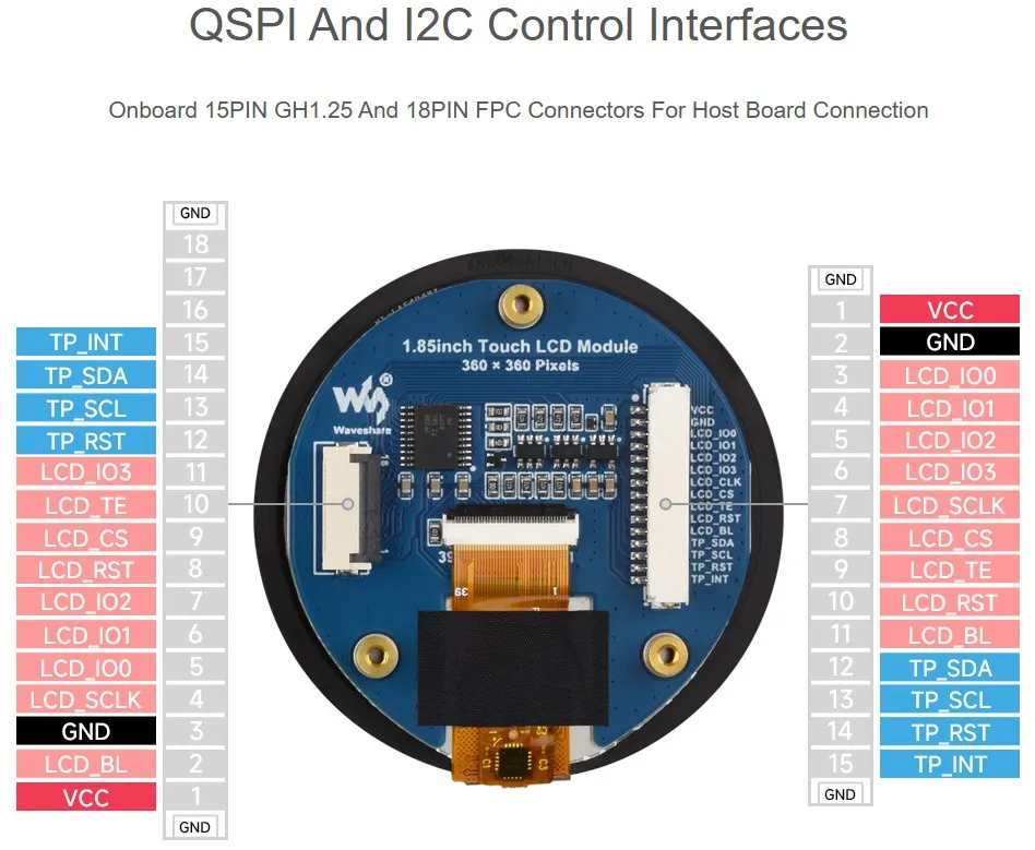 1.85inch Touch LCD Module Interface Description