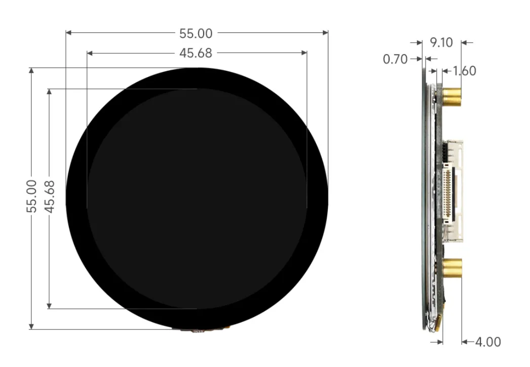 1.85inch Touch LCD Module Product Dimensions 1