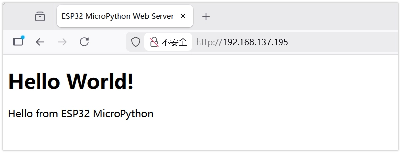 Browser displays Hello World page