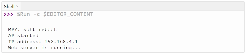Thonny Shell displays IP address