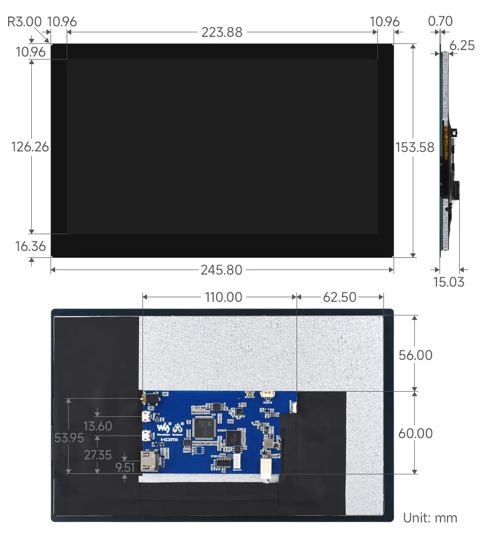 10.1HP-CAPQLED-B dimensions