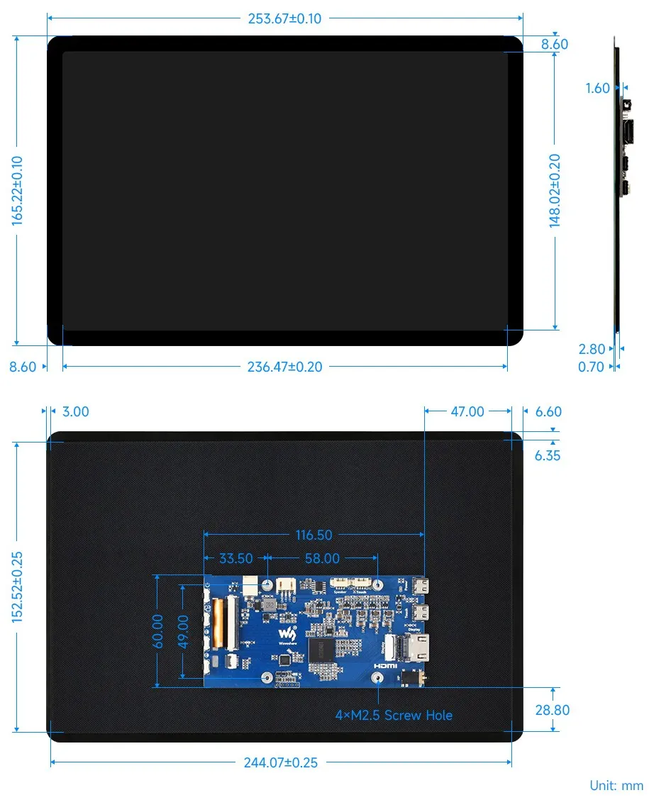 11EP-CAPLCD Mechanical Dimensions