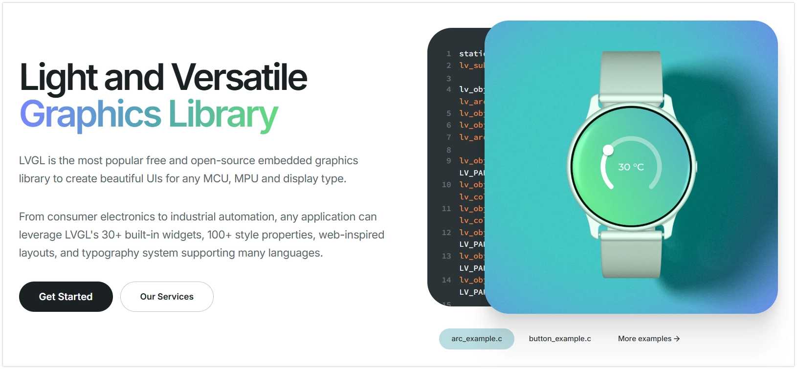 Screenshot of LVGL's official website