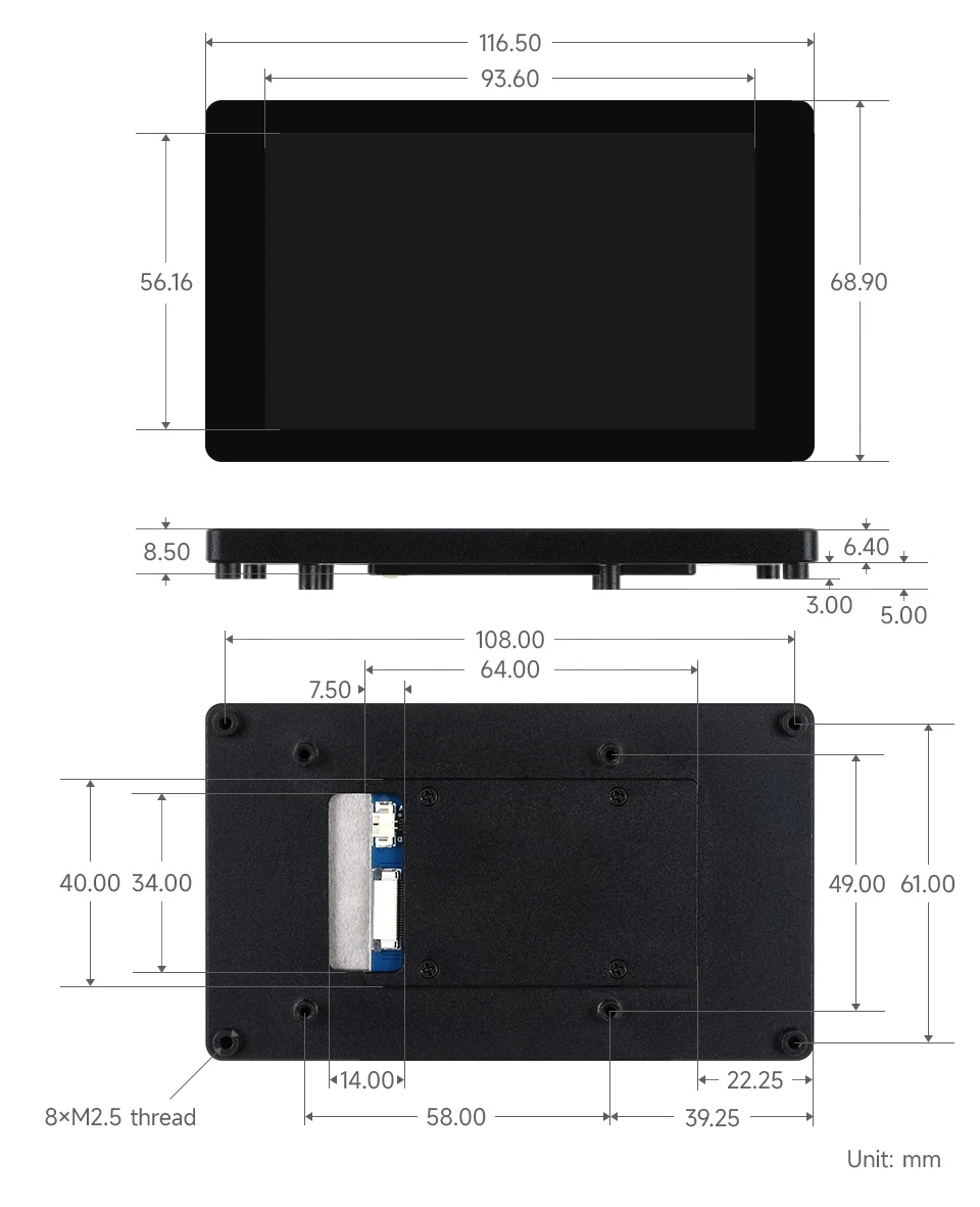  4.3-DSI-TOUCH-A Dimensions