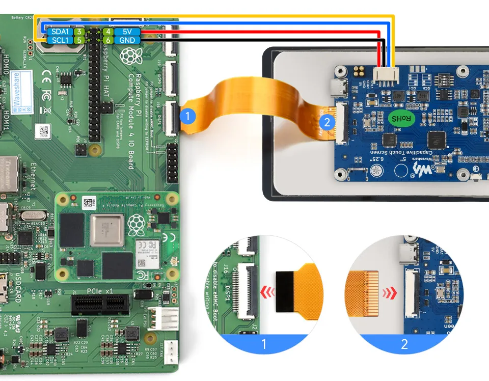 6.25inch DSI LCD (B) Connecting to Compute Module IO Board