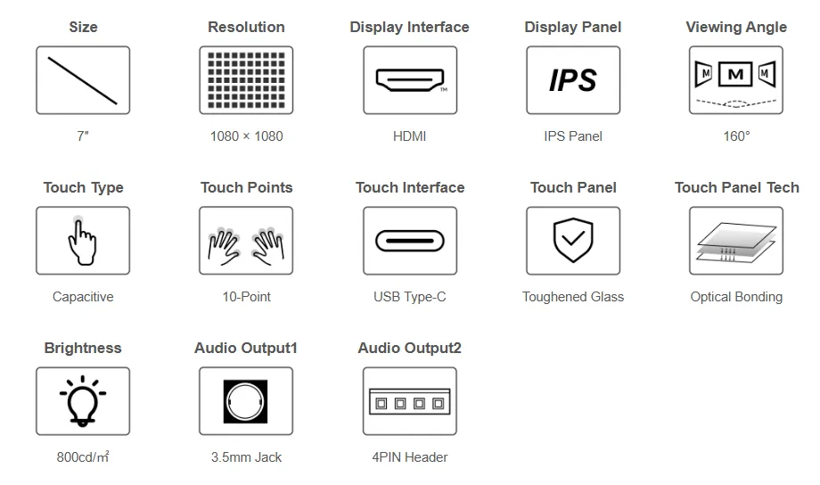 7inch_1080x1080_LCD Product Features