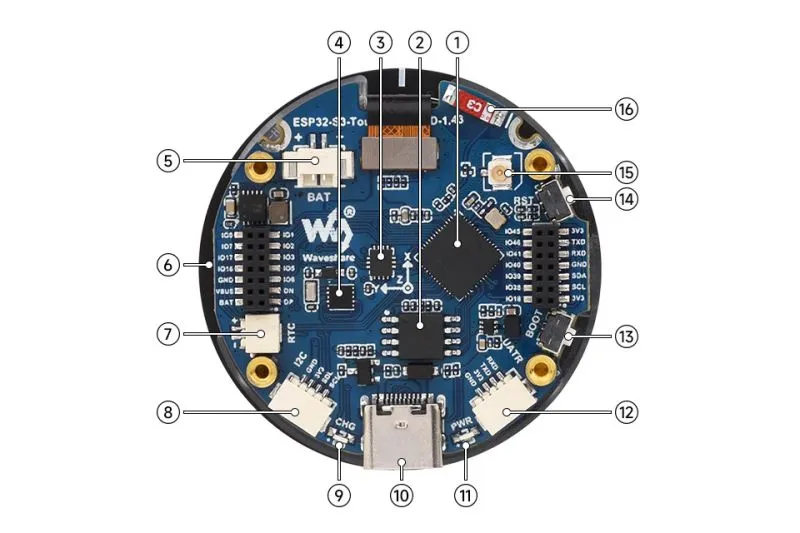ESP32-S3-Touch-AMOLED-1.43 Onboard Resources