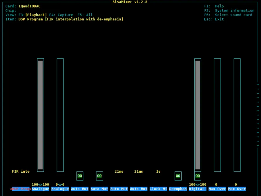 Configure Audio Devices with alsamixer