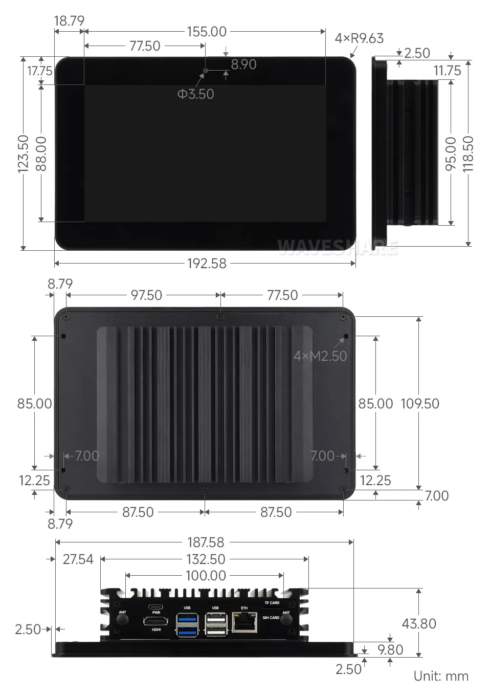 CM5-HMI-7A-ACCE Dimensions
