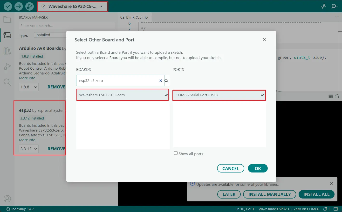 Select Waveshare ESP32-C5-Zero