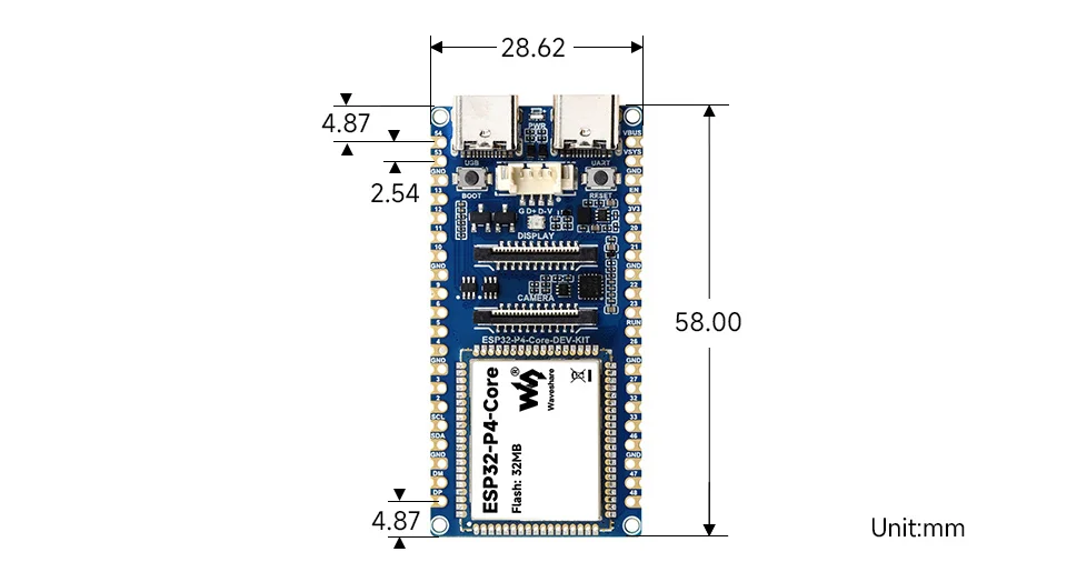 ESP32-P4-Core-DEV-KIT Dimensions