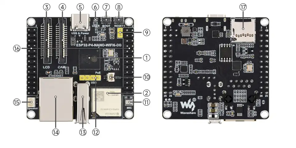 ESP32-P4-NANO-WIFI6-DB Onboard Resources