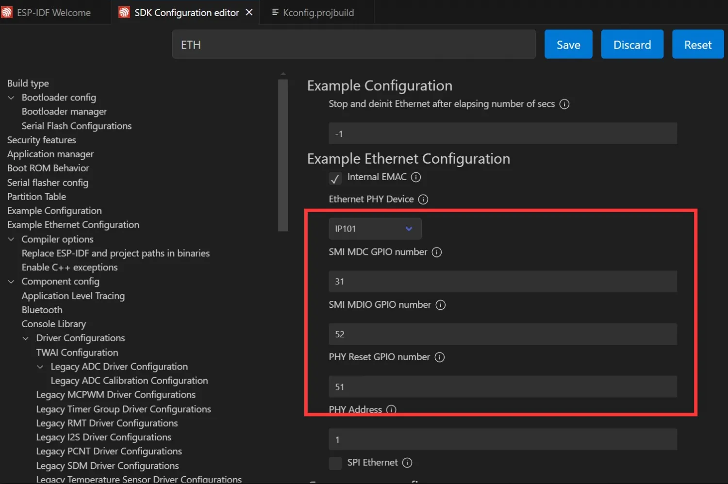 Configure ETH Parameters