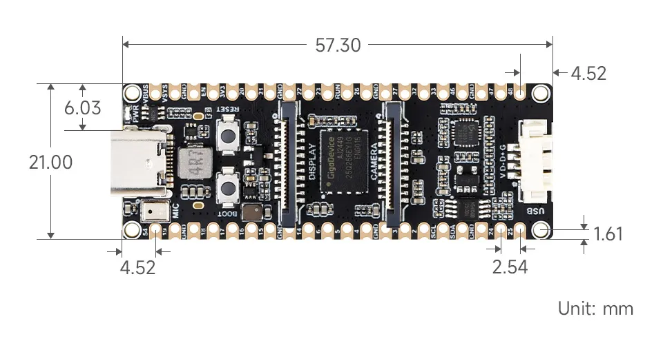 ESP32-P4-Pico Product Dimensions