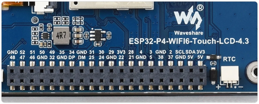 ESP32-P4-WIFI6-Touch-LCD-4.3 40PIN header silkscreen