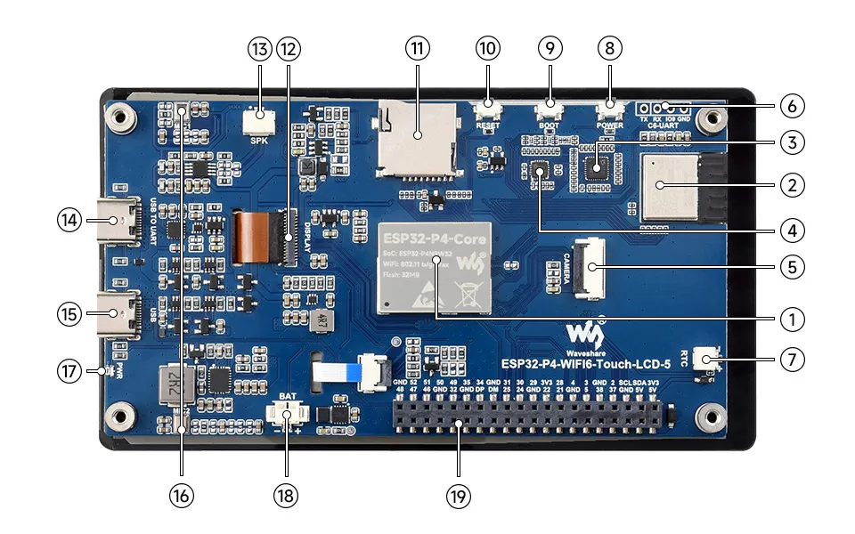 ESP32-P4-WIFI6-Touch-LCD-5 Hardware Description