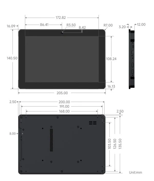 ESP32-P4-WIFI6-Touch-LCD-8 Product Dimensions