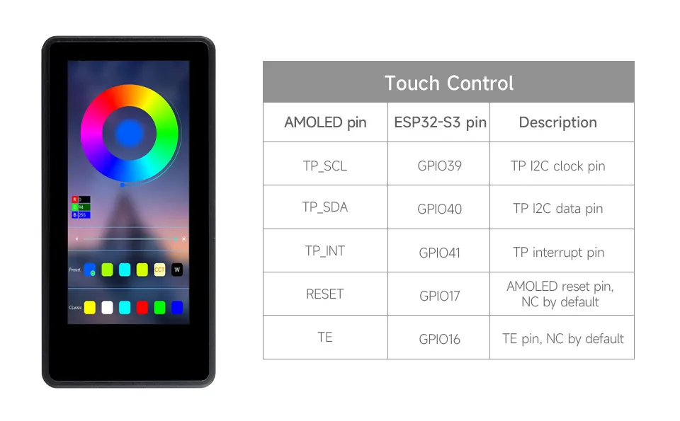 ESP32-S3-AMOLED-1.91 Interface Introduction