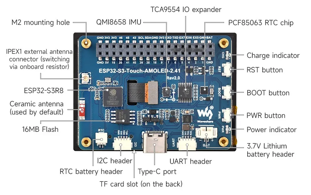 ESP32-S3-Touch-AMOLED-2.41 Hardware Resources