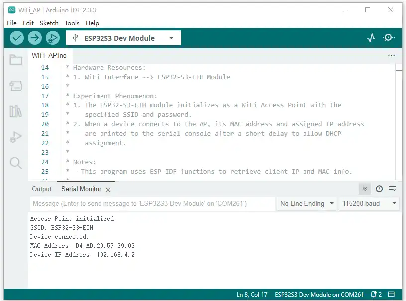 Wi-Fi AP Serial Output