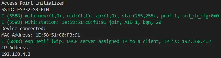 ESP-IDF Wi-Fi AP Running Result