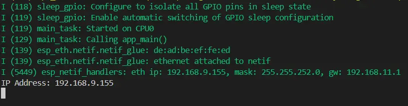 ESP-IDF W5500 DHCP Running Result