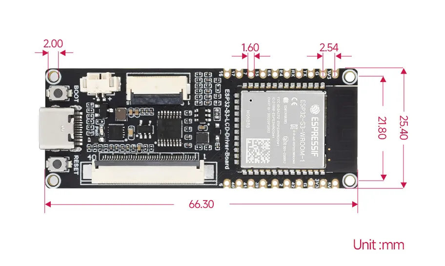 ESP32-S3-LCD-Driver-Board Product Dimensions