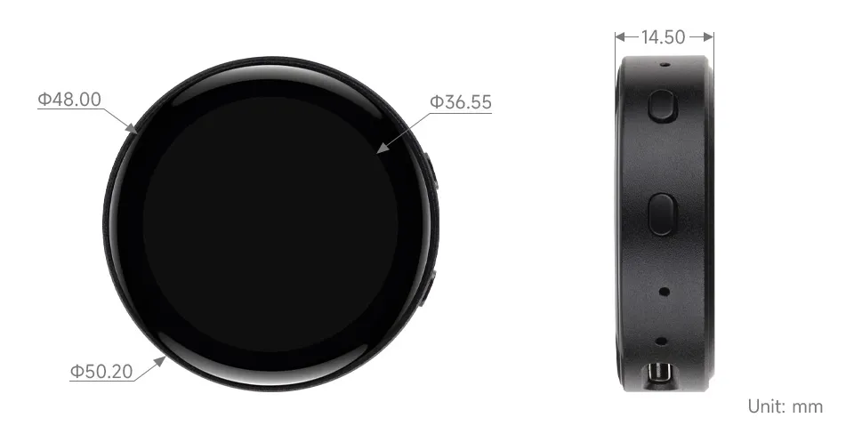ESP32-S3-Touch-AMOLED-1.43C Product Dimensions