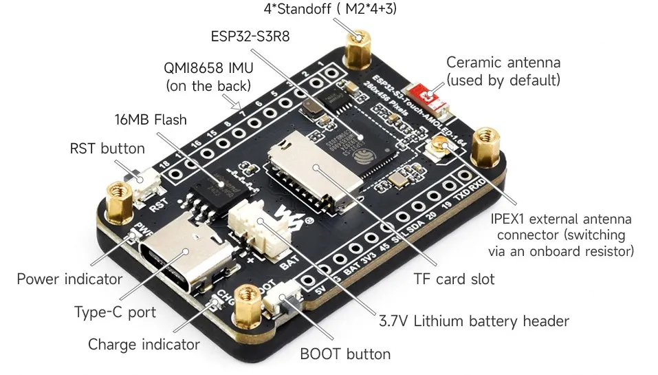 ESP32-S3-Touch-AMOLED-1.64 Hardware Resources