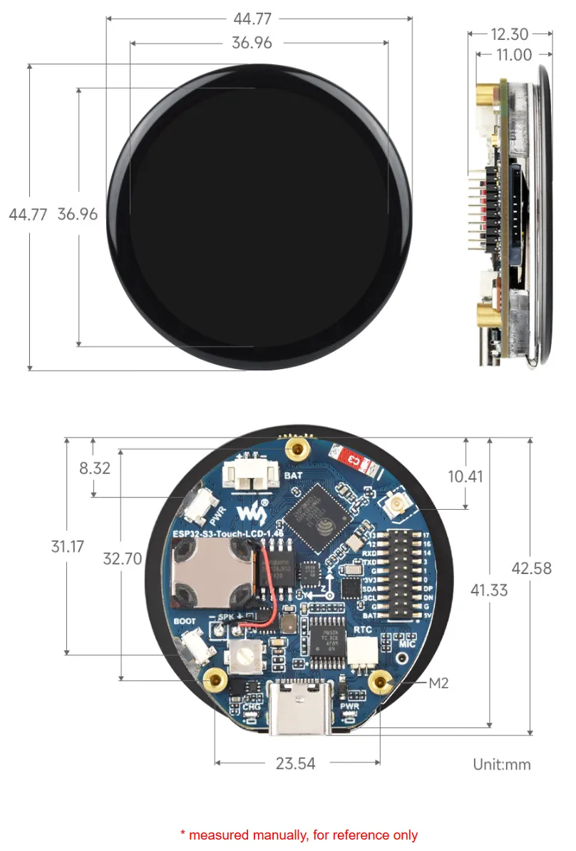 ESP32-S3-Touch-LCD-1.46 Version with Cover Plate