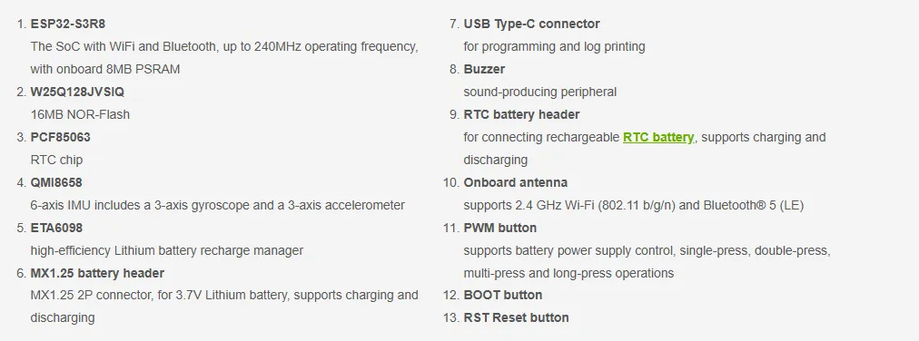 ESP32-S3-Touch-LCD-1.69 Hardware Resources 2
