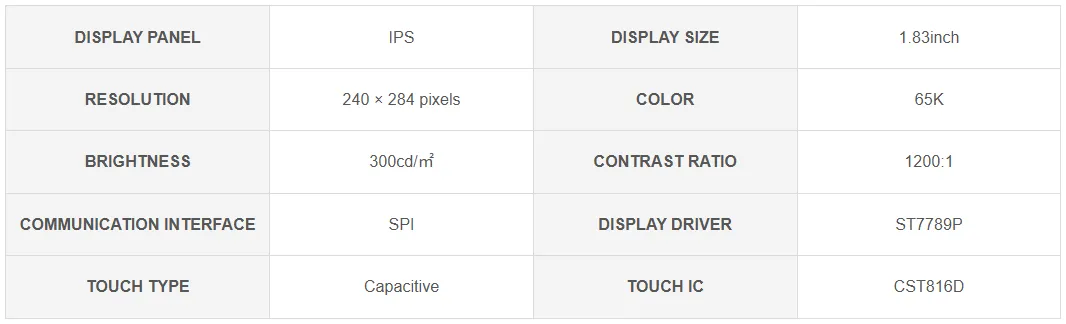 ESP32-S3-Touch-LCD-1.83 Hardware Resources