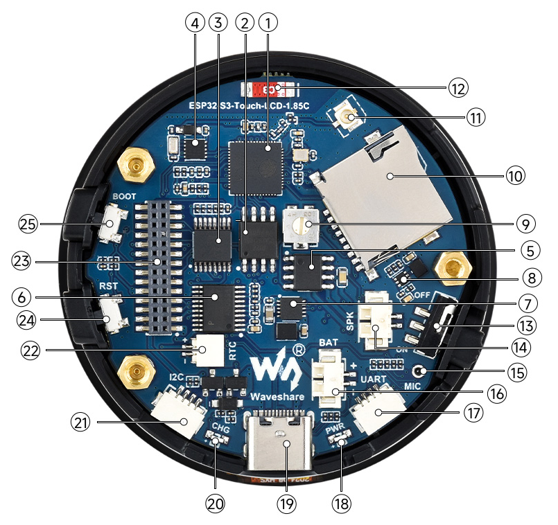 ESP32-S3-Touch-LCD-1.85C V1 Resource Overview