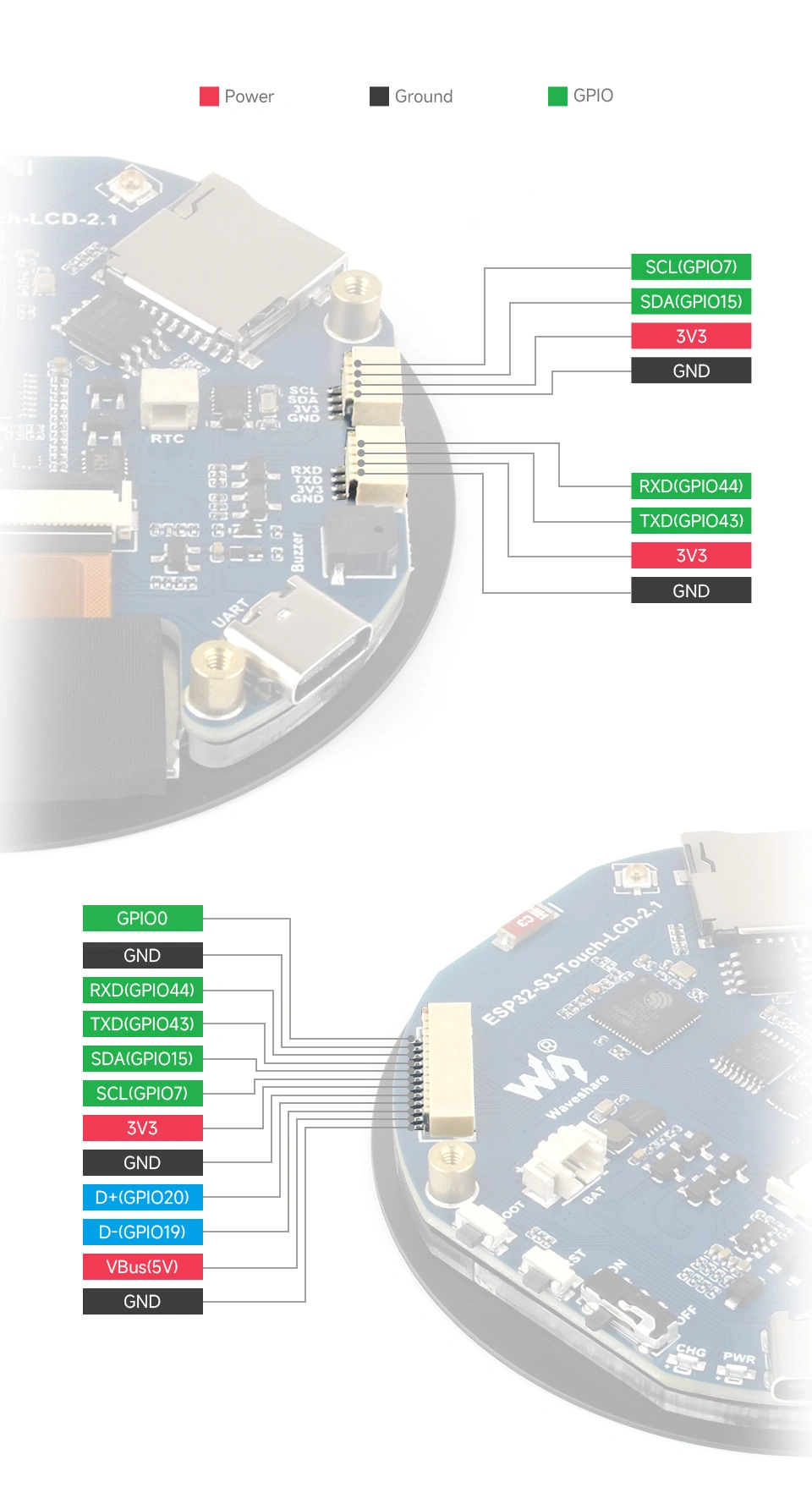 ESP32-S3-Touch-LCD-2.1/2.1B Interface Location